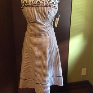 Seersucker striped strapless sundress